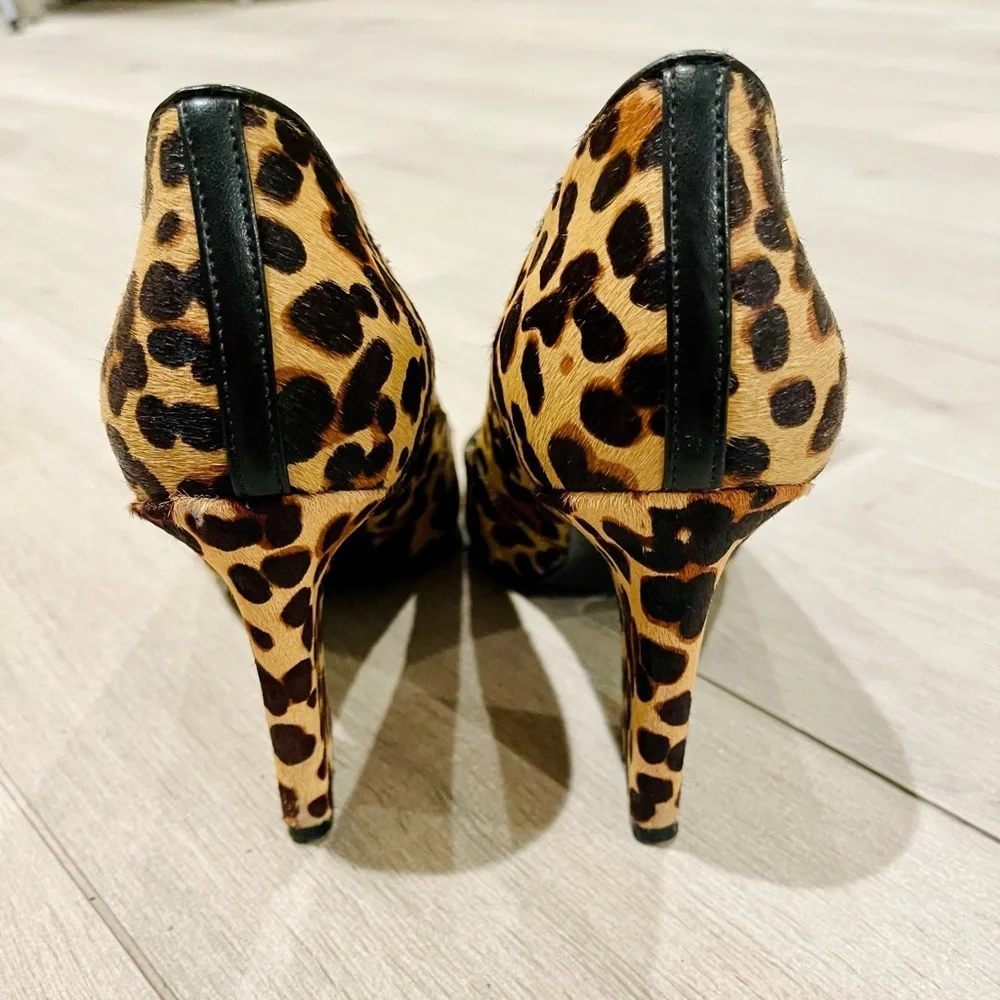 Nine West pointy leopard high block heels Size 6 heel 3.5in pumps